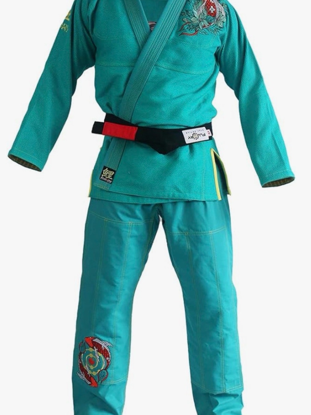 Women’s F1 Teal Martial Arts Costume with Embroidered Dragon